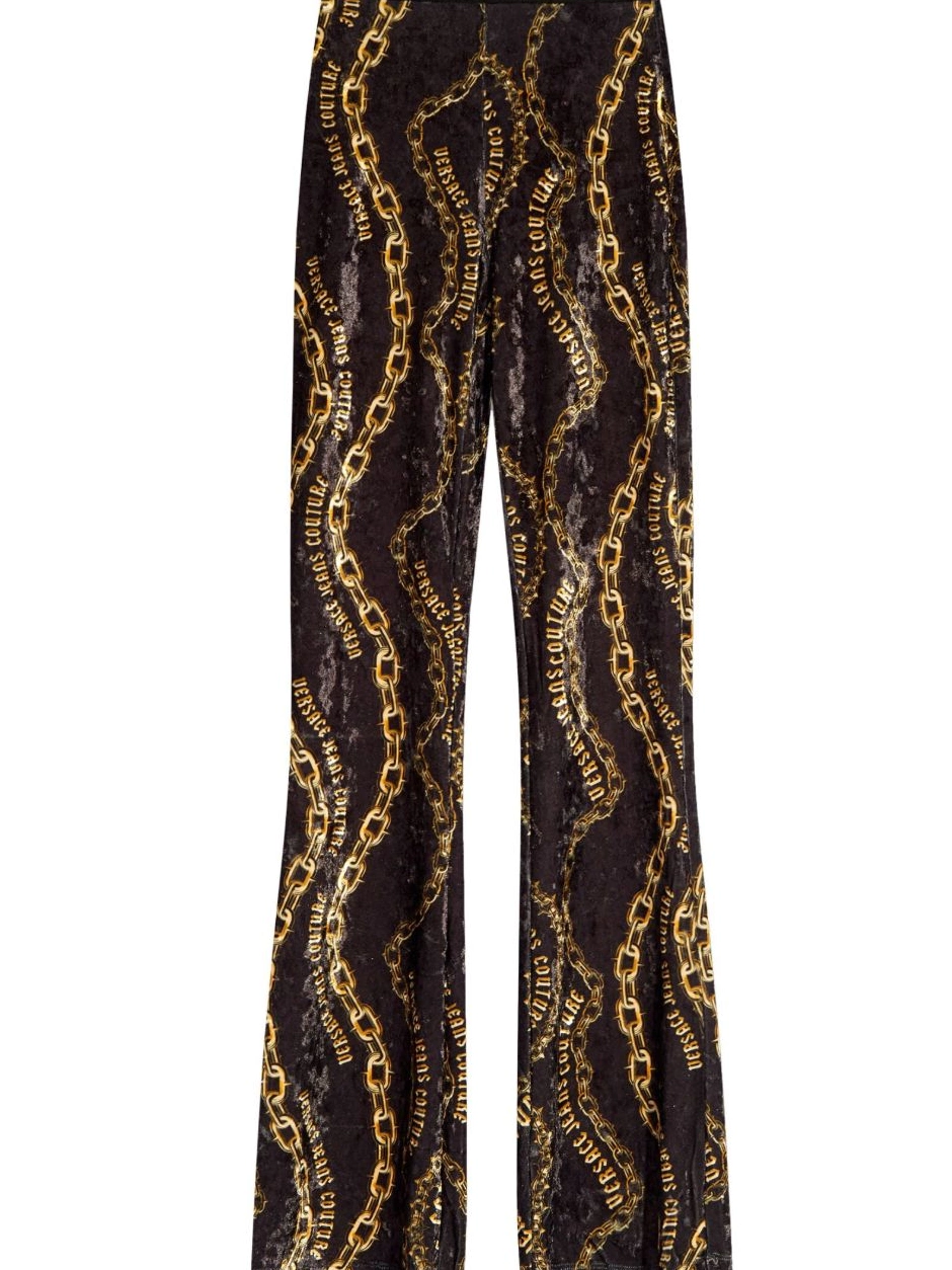 Affordable Versace Jeans chain-print Women flared Couture leggings 0727